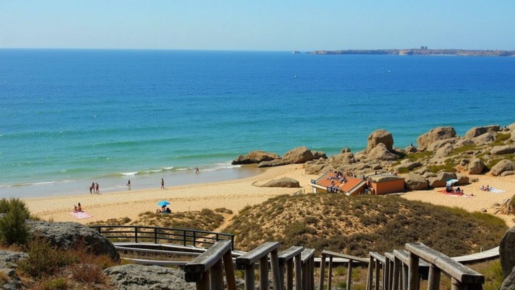 Orilla tranquila de Praia do Vilar, playa de Ribeira