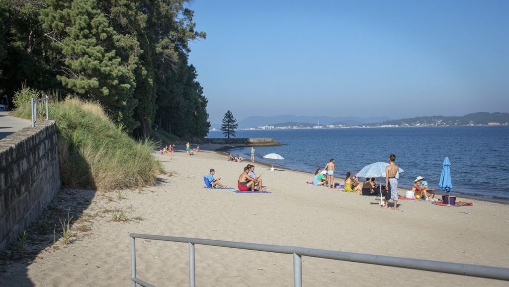 Olas rompiendo en Praia dos Raposiños, Galicia