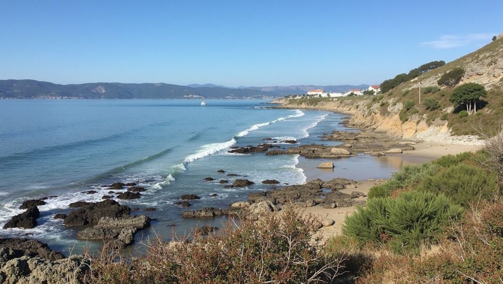 Arena y orilla en Praia dos Regos, O Porto do Son, A Coruña