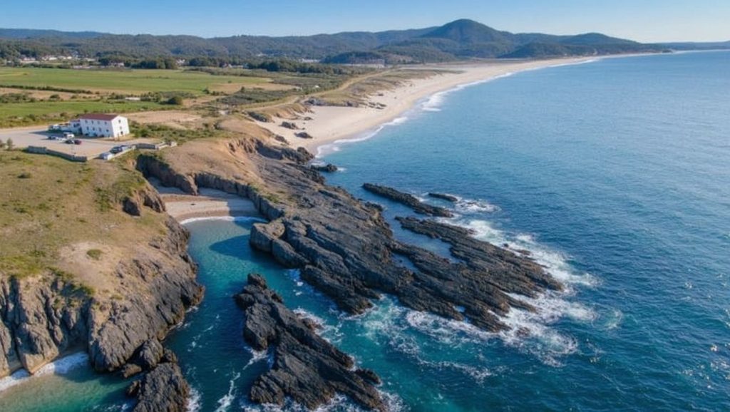 Panorámica completa de Praia dos Regos, playa de O Porto do Son