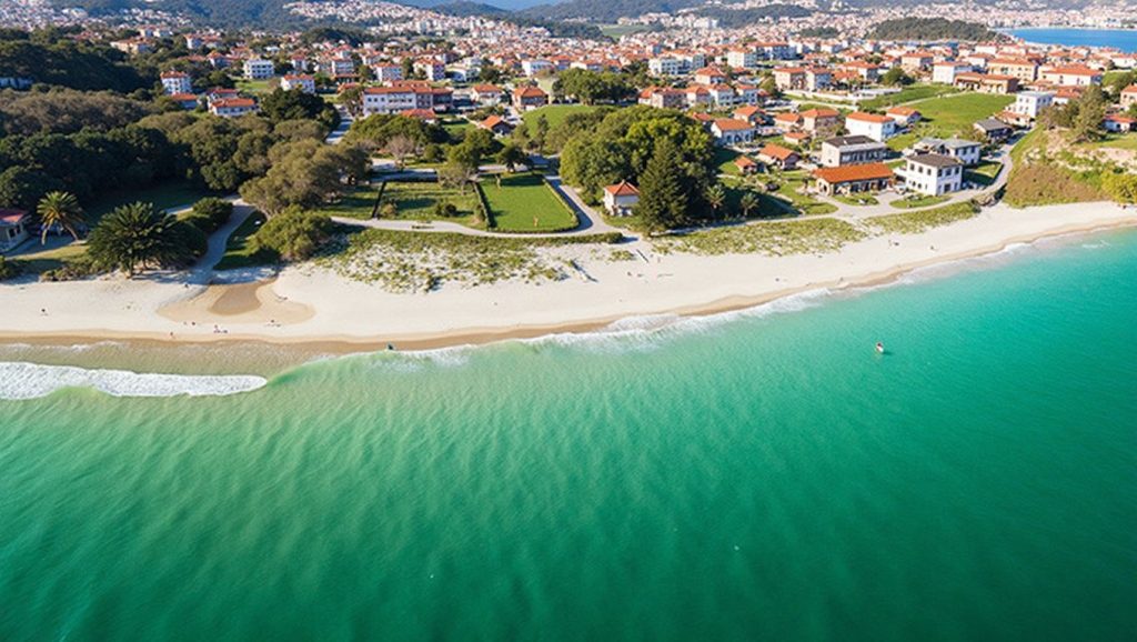 Ría y costa de Praia Lavapáns en Sanxenxo, Pontevedra
