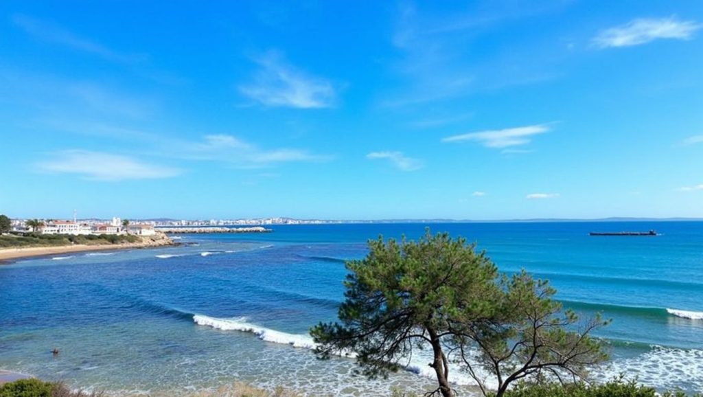 Panorámica de Racó de s'Arena con arena y mar, Llucmajor