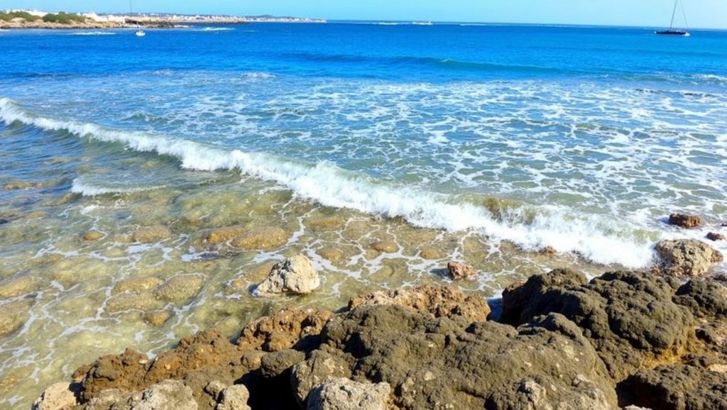 Primer plano de la orilla de Racó de s'Arena, Llucmajor