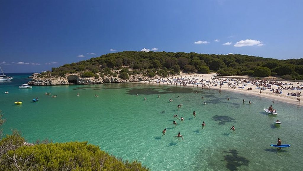 Panorámica completa de S'Amarador, playa de Santanyí