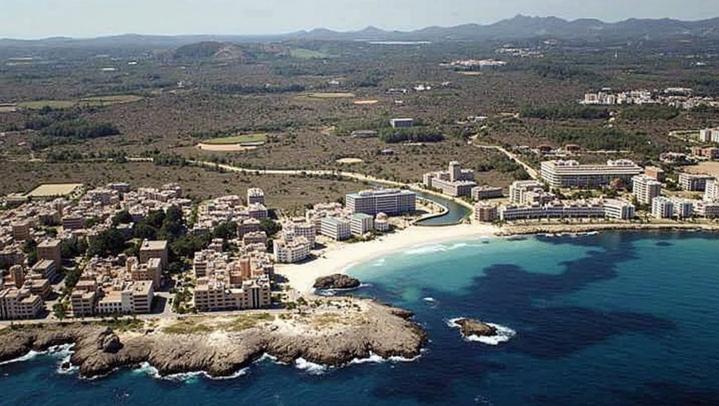 Playa S'Illot desde la arena, Sant Llorenç des Cardassar, Mallorca