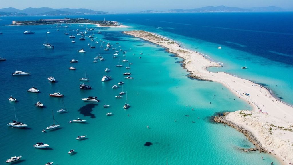 Orilla tranquila de Ses Illetes, playa de Formentera