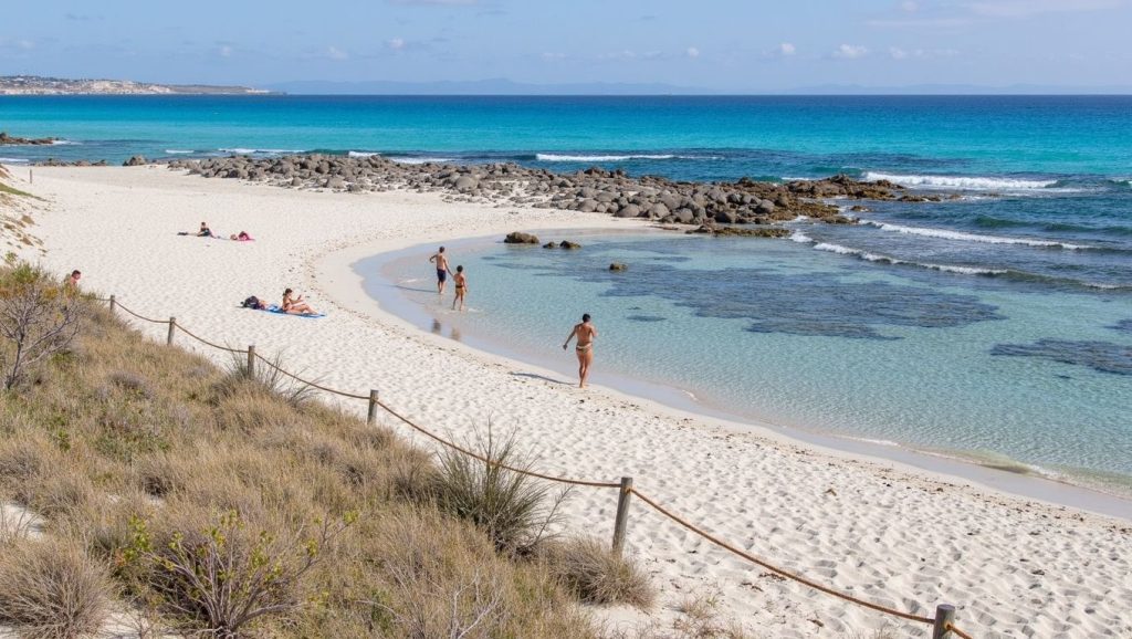 Orilla tranquila de Ses Platgetes, playa de Formentera