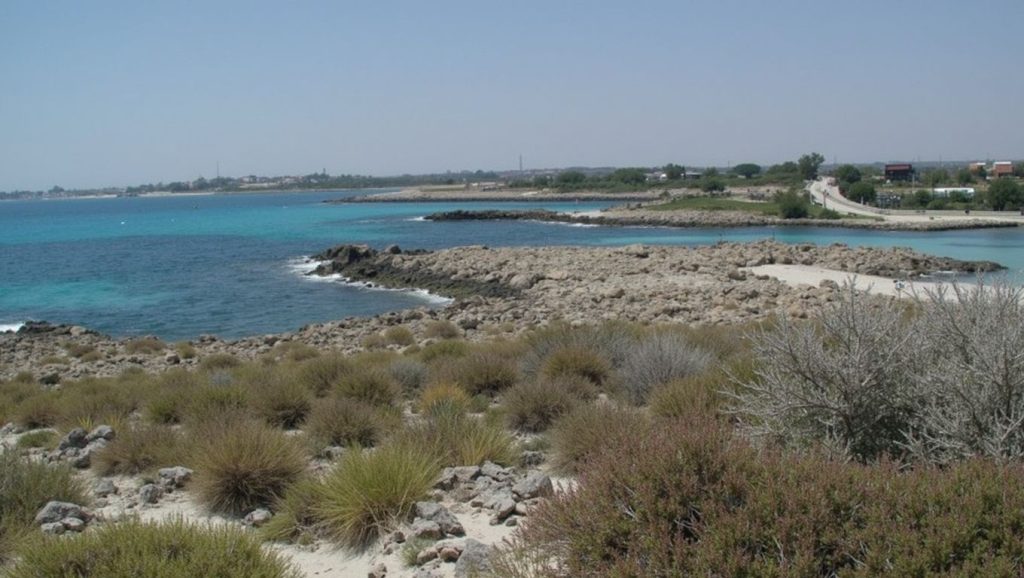 Orilla de Aloupotrypes Beach con olas suaves en ?