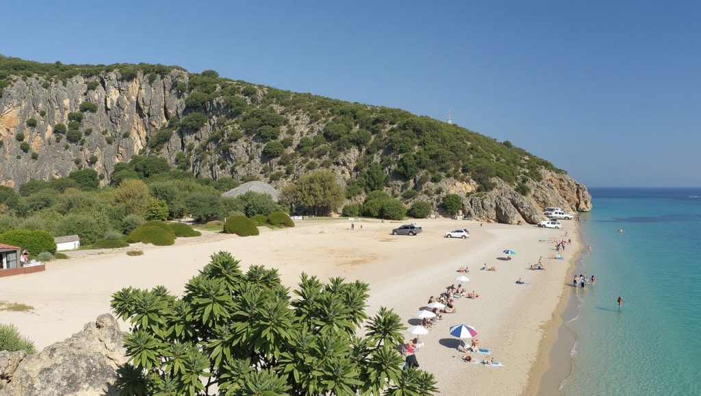 Vista amplia de Ammos Beach en Durrës, Albania