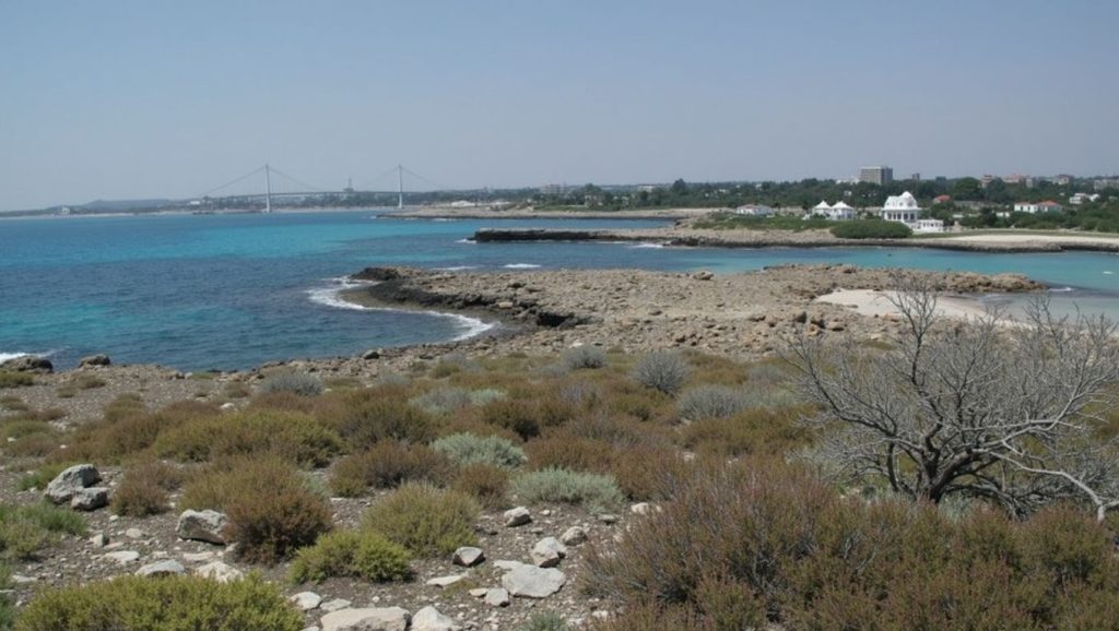 Línea de costa en Ayia Thekla beach, ?