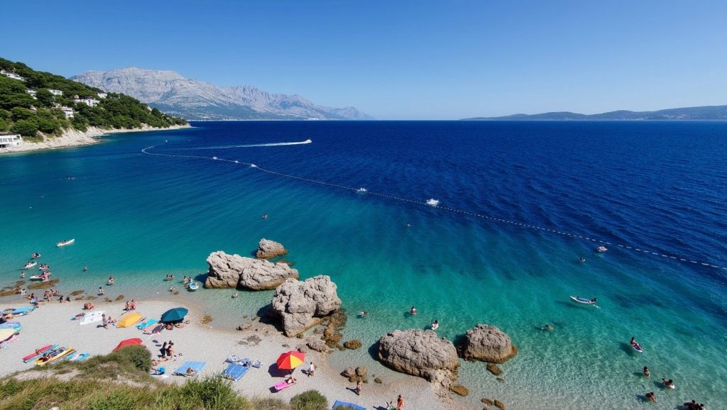 Orilla de Babićeva plaža con olas suaves en Croacia
