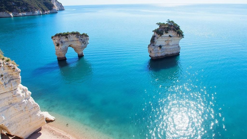 Orilla de Baia dei Mergoli o delle Zagare - Sud con olas suaves en Mattinata