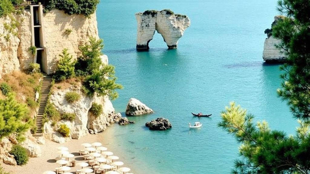 Vista del entorno de Baia dei Mergoli o delle Zagare - Sud, Mattinata, Puglia