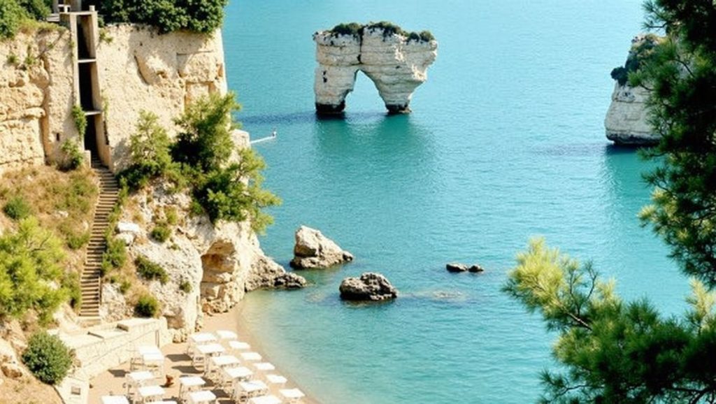 Detalle de arena y agua en Baia dei Mergoli o delle Zagare - Sud, Mattinata