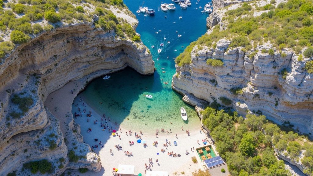 Textura de arena en Barjosko, Croacia, Vis