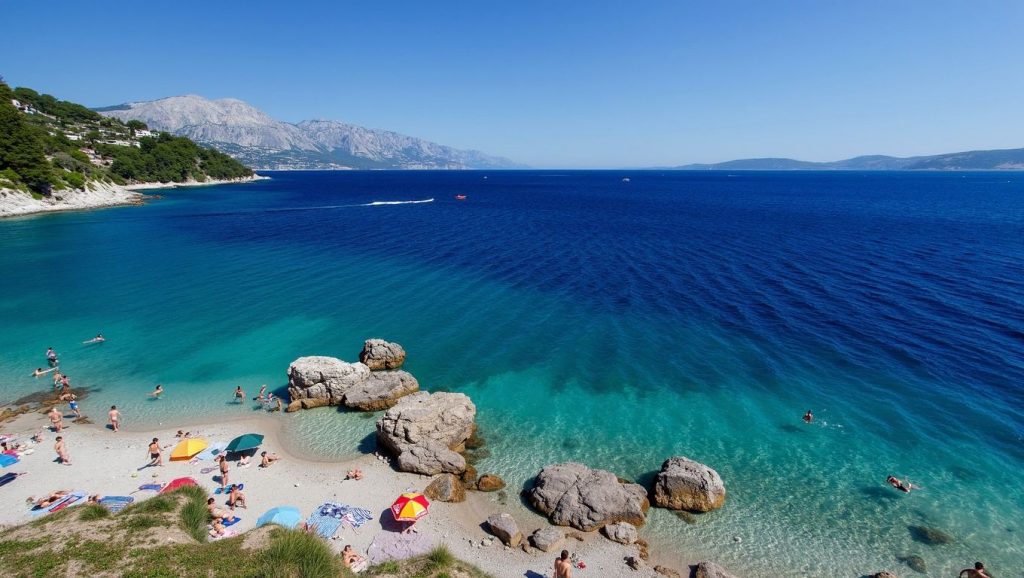 Horizonte desde beach, Croacia, Croacia