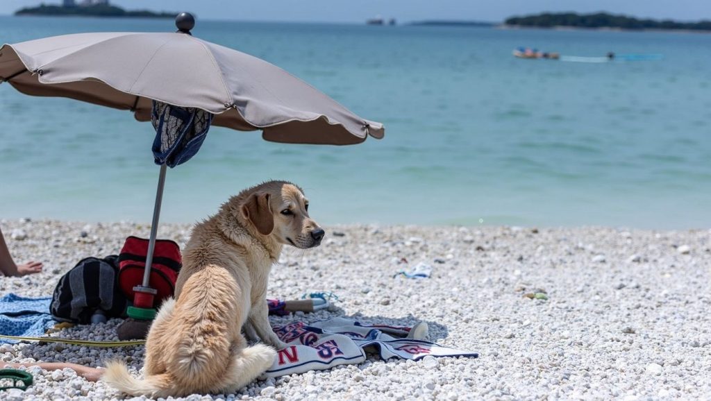 Detalle de arena y agua en Beach for dogs, Grad Vodice