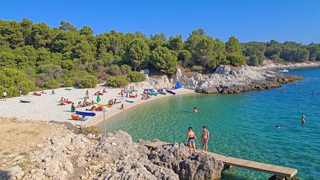Vista del litoral en Blato, Croacia
