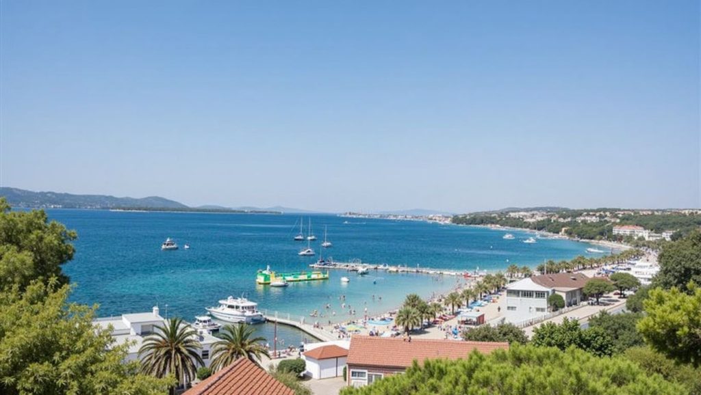 Orilla de Bošana con olas suaves en Croacia