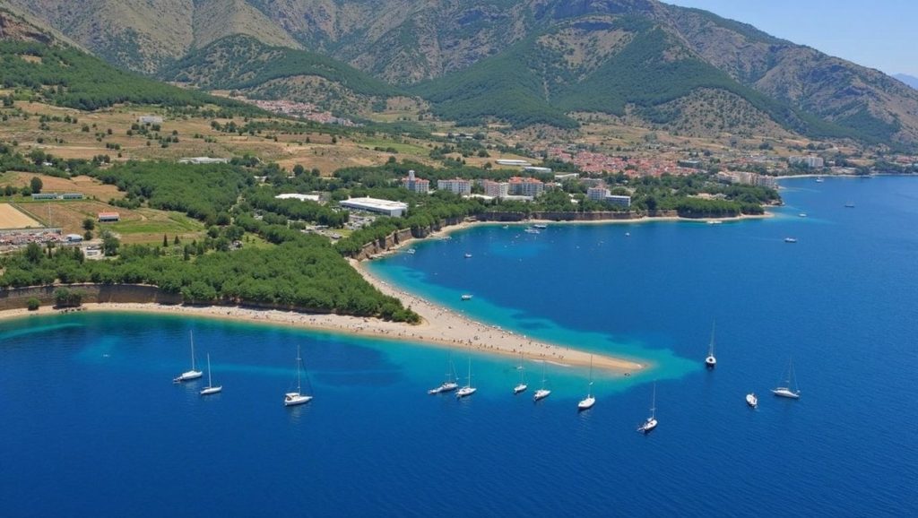 Arena y mar en Brači, Croacia, Croacia