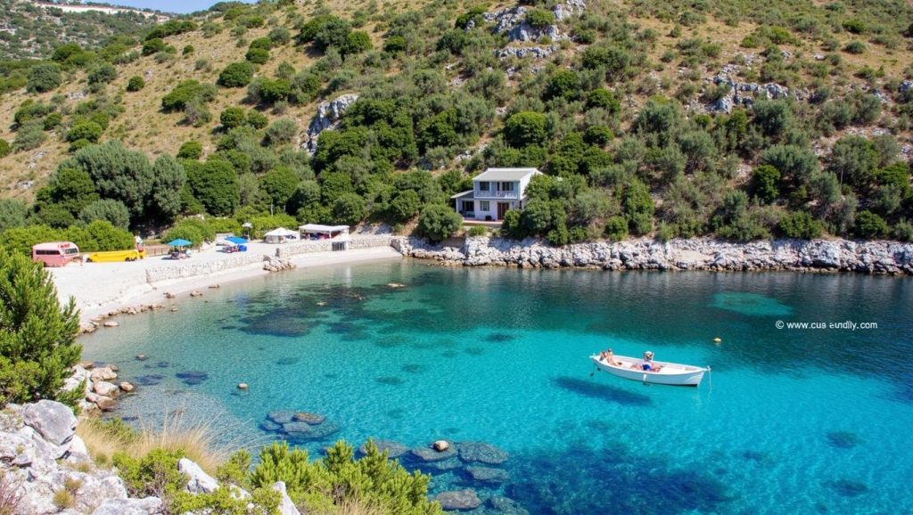 Oleaje en la orilla de Brbišćica, costa de Croacia