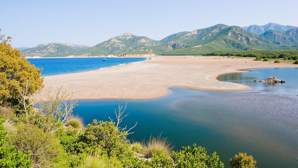 Primer plano de la orilla de Campo Mezzano, Porto-Vecchio