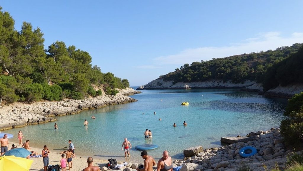 Panorámica de City beach Vranac con cielo despejado, Općina Vela Luka