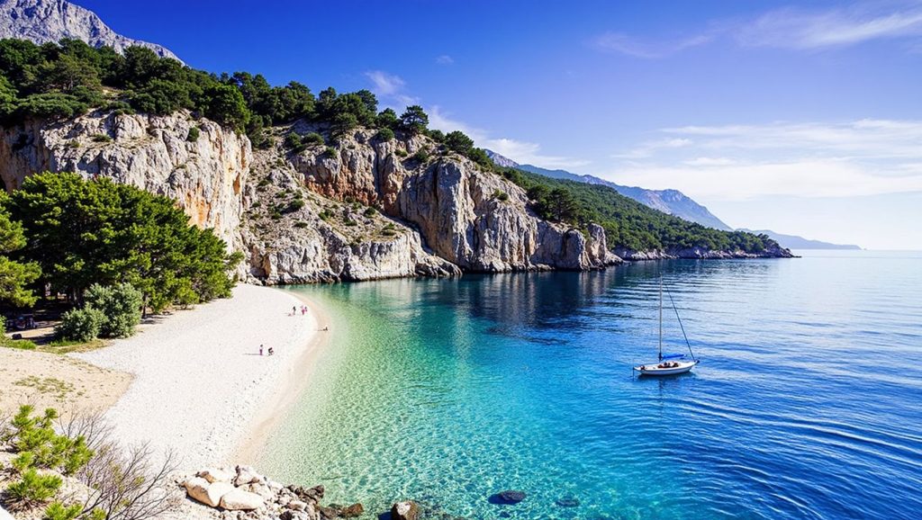 Primer plano de la orilla de Ciuleanu-Veres Beach, Croacia