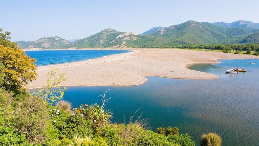 Panorámica completa de Crique, playa de Propriano