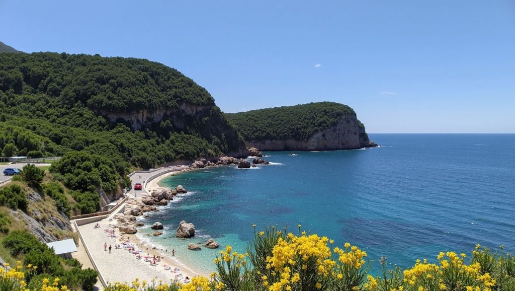 Panorámica completa de Crvene Stene, playa de Bar
