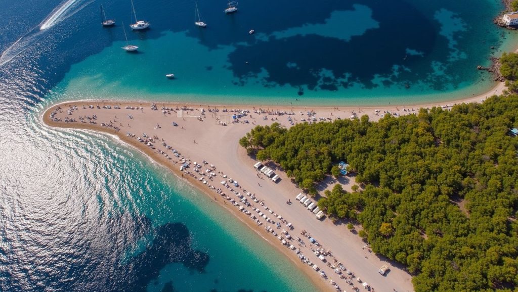 Orilla tranquila de Đardin, playa de Croacia