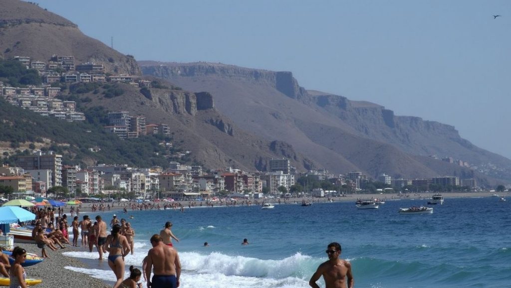 Detalle de arena y agua en Playa de Augusta 26, Augusta