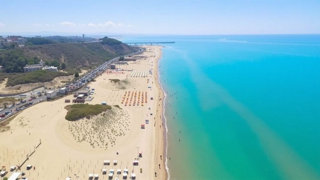 Panorámica de Playa de Gela 3 con cielo despejado, Gela