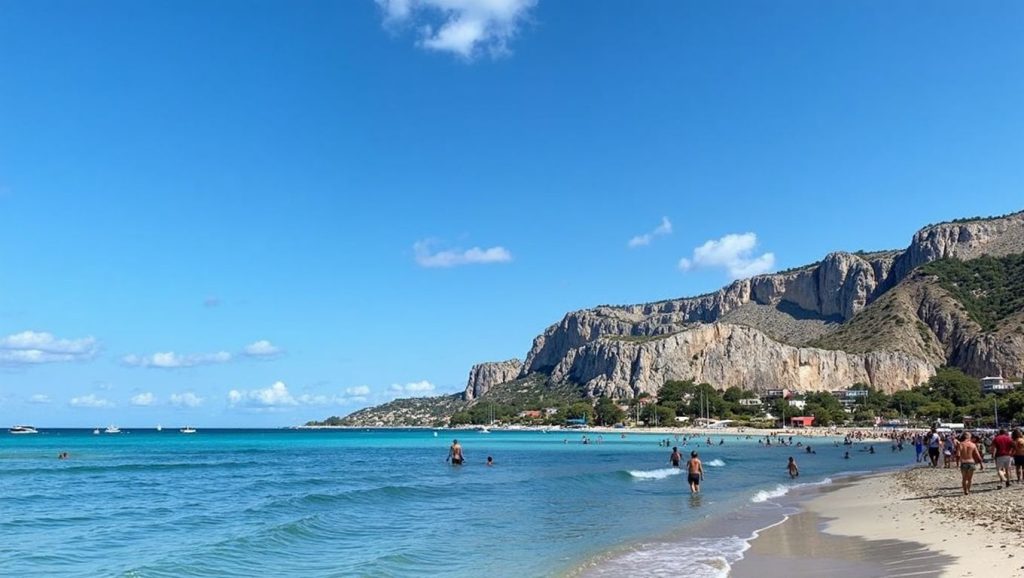 Orilla de Playa de San Filippo del Mela 1 con olas suaves en San Filippo del Mela