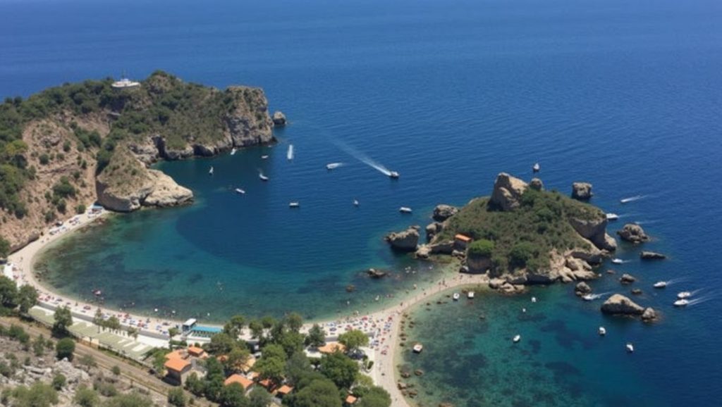 Oleaje en la orilla de Playa de Taormina 2, costa de Taormina