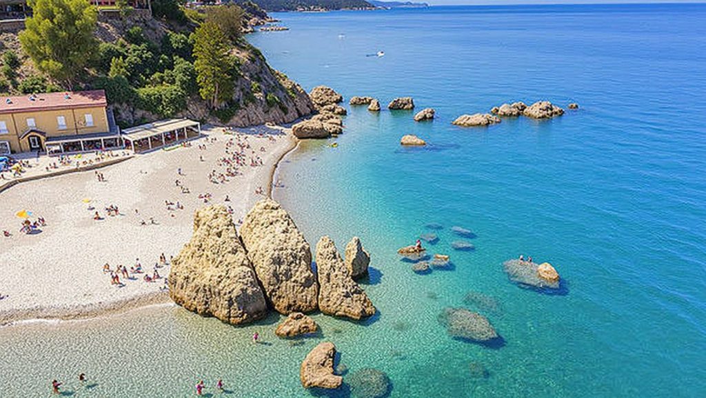 Panorámica de Playa de Tusa 3 con cielo despejado, Tusa