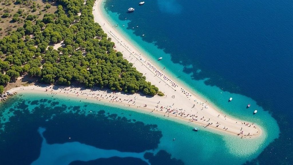 Detalle de arena y agua en FKK Nudist Beach, Croacia