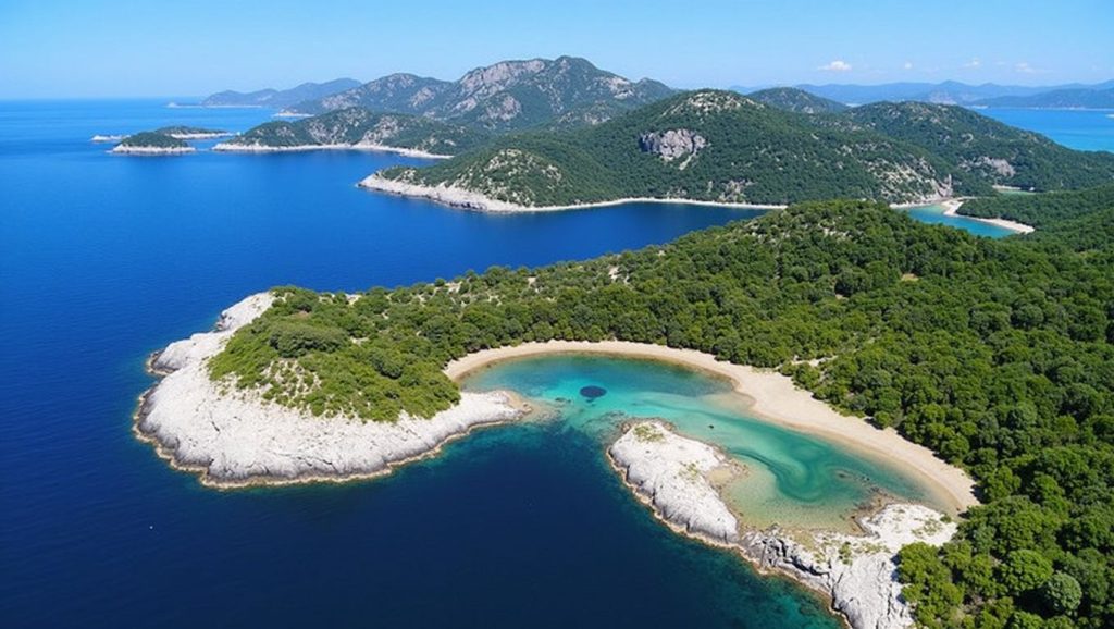 Orilla tranquila de FKK Poljane, playa de Croacia