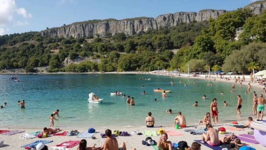 Panorámica completa de FKK Poljane, playa de Croacia