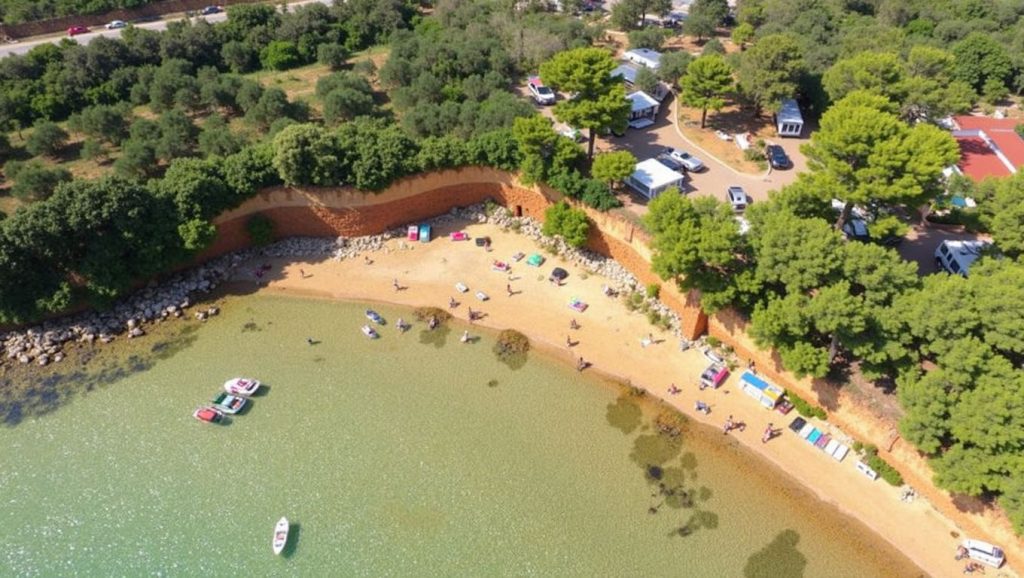 Arena y orilla en FKK Sovinje, Croacia, Croacia