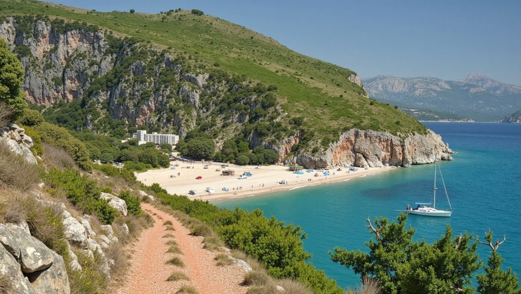 Orilla tranquila de Gjiri i Këndesave, playa de Himara