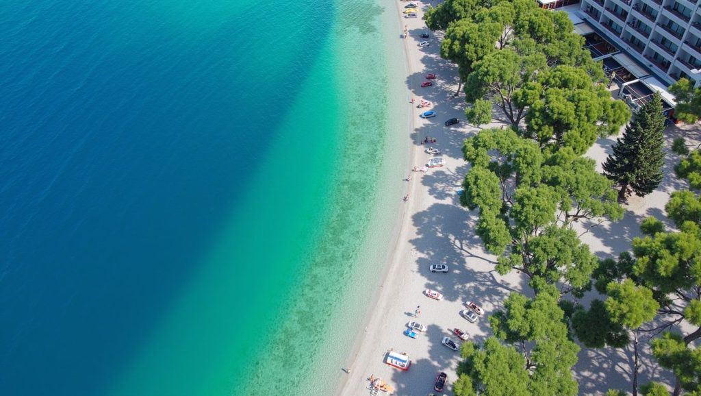 Playa Gradska plaža desde la arena, Croacia, Croacia