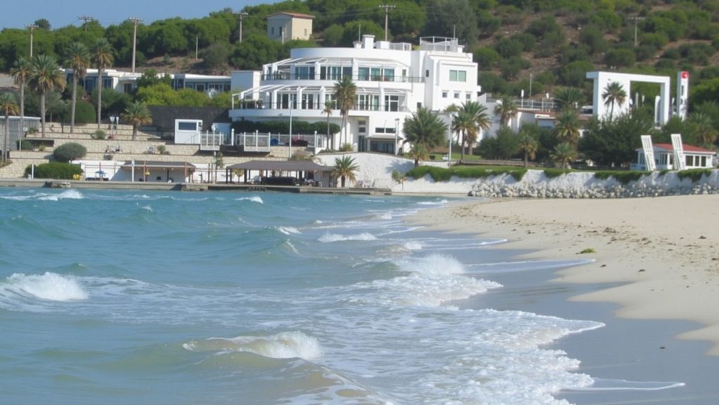 Agua y arena en Green Beach, ?