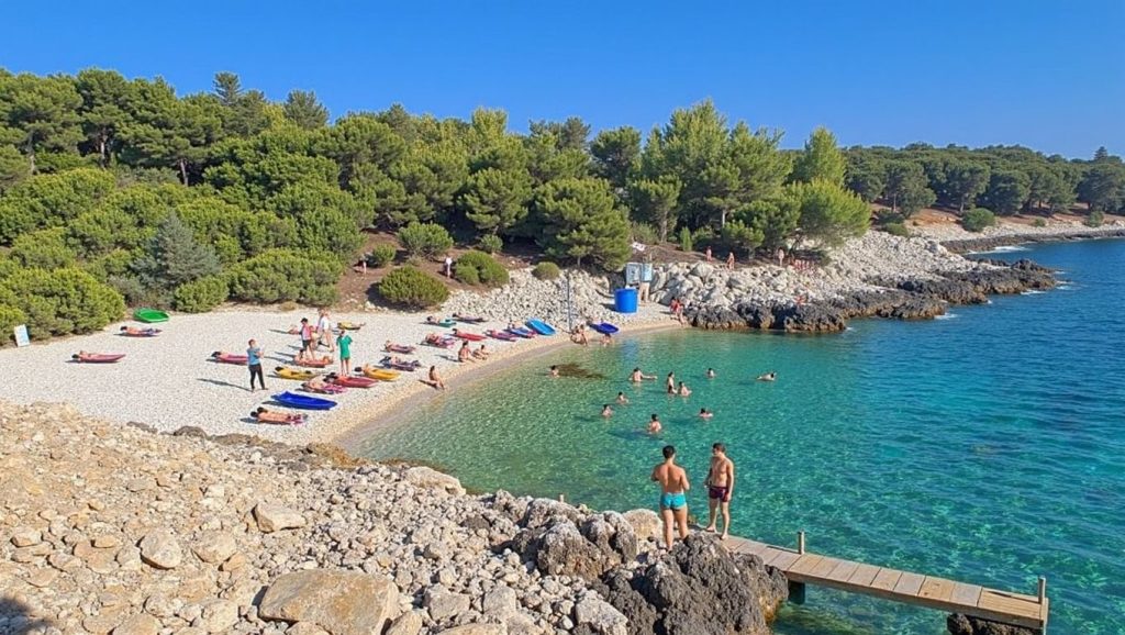 Vista del litoral en Igrane, Croacia