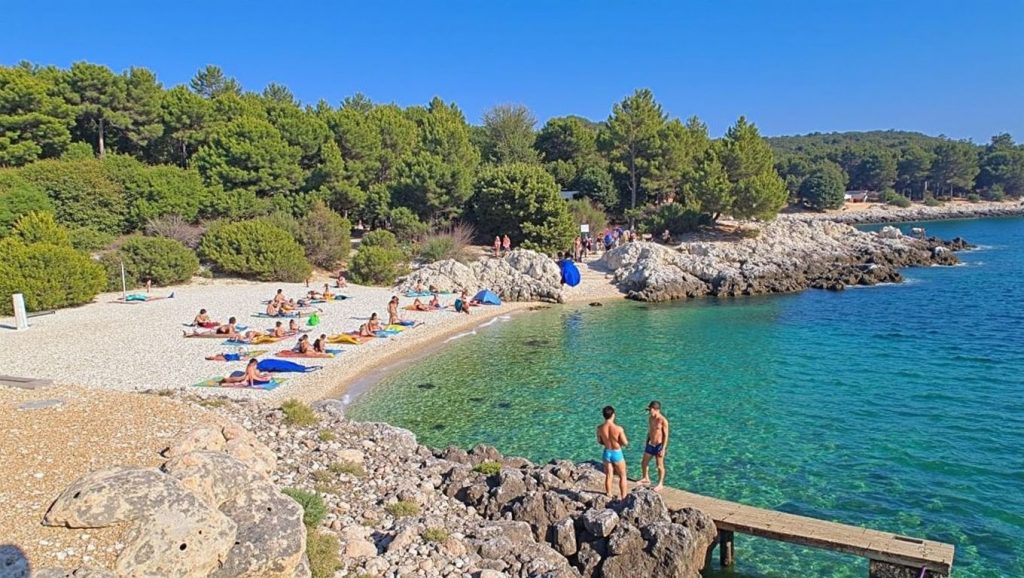 Oleaje en la orilla de Jadran, costa de Croacia