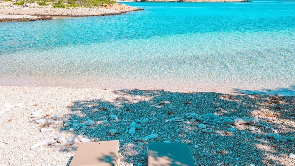Detalle de arena y agua en Jadran, Croacia