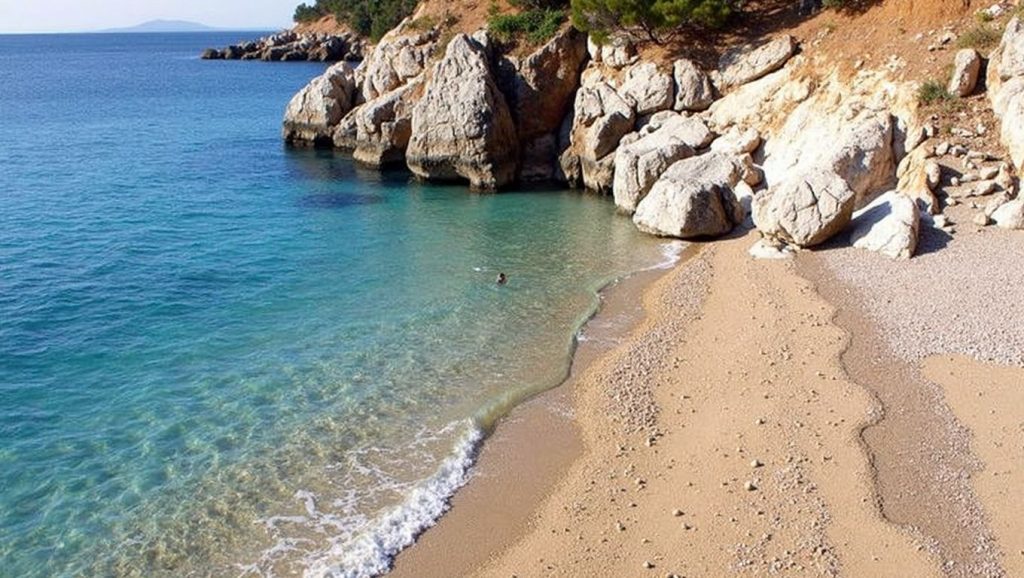 Orilla tranquila de Jagodna, playa de Grad Hvar