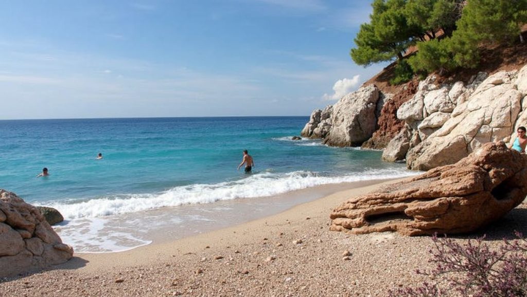 Olas rompiendo en Jagodna, Grad Hvar