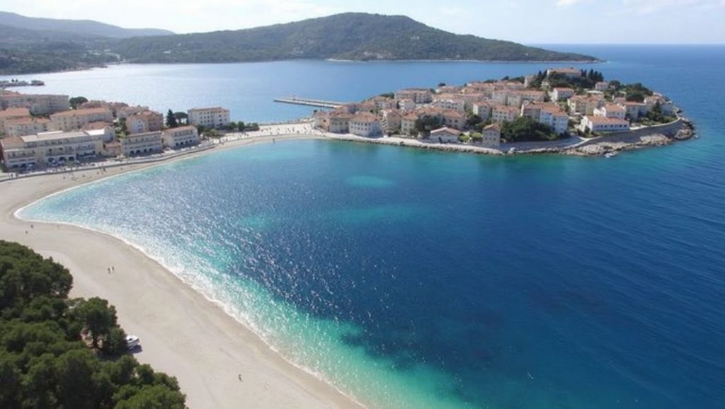 Línea de costa en Južna luka, Croacia