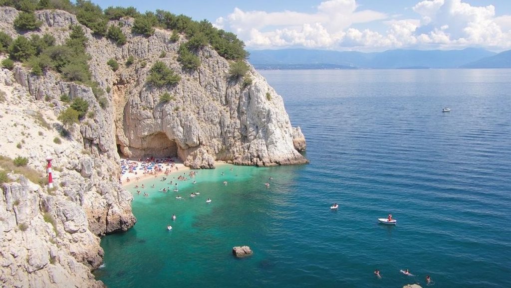Playa Klanac beach desde la arena, Croacia, Croacia